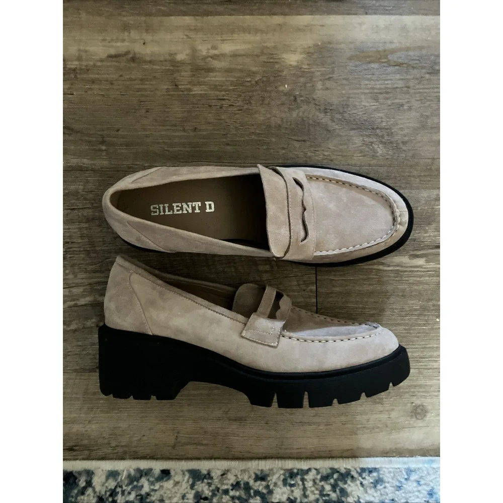 Silent D Chunky Platform Tan Suede Leather Loafers EU39‎ (8-8.5) Anthropology